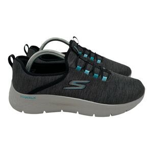 Skechers Go Walk‎ Flex Lucy Walking Shoes Women's 9.5 Gray Blue Slip On Sneakers